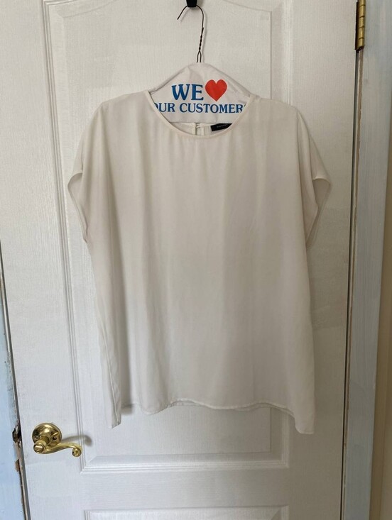 Halogen Tops - Nordstrom Halogen White Short Sleeve Blouse with Back Button Size XL Blemished
